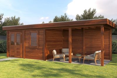 Blokhut Dronten 388x250cm + 400cm - Bruine Olie-1