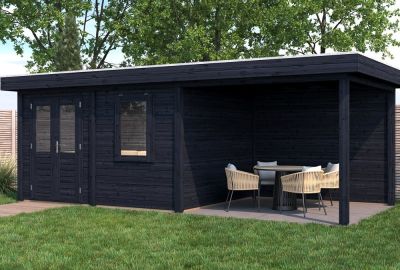 Blokhut Emmen met overkapping zwart 1