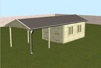 Enkele houten garage Kingston met carport