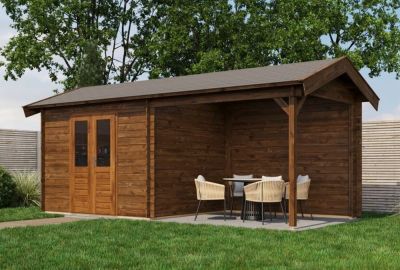 Lugarde Select blokhut Varsseveld met overkapping 300x250cm + 300cm 3